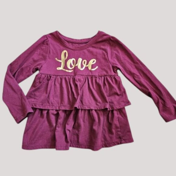 * GARANIMALS Deep Purple Ruffled LOVE Tunic Top Girls Size 3T - Picture 1 of 3